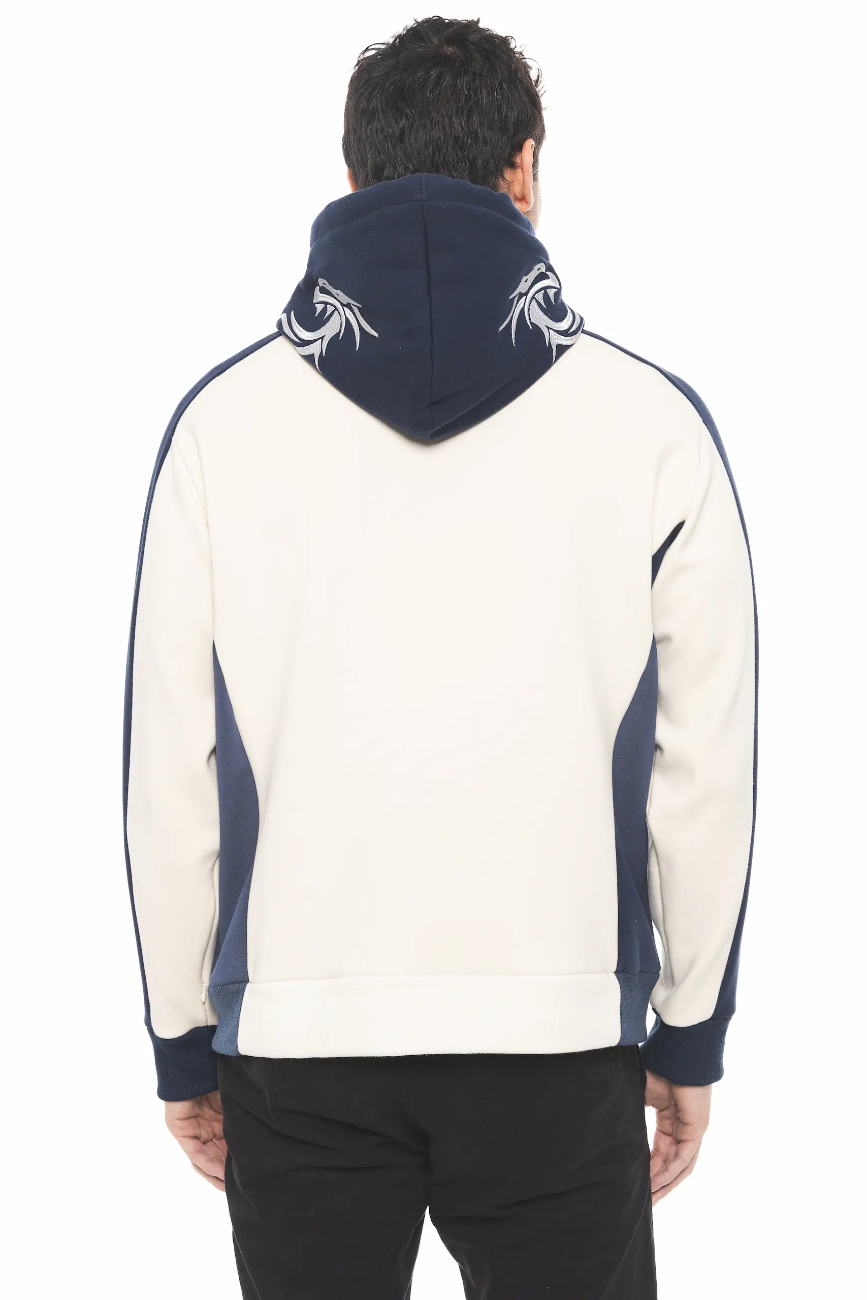 HOODIE BORDADO VELVET BICOLOR AZUL PERLA - Imagen 3